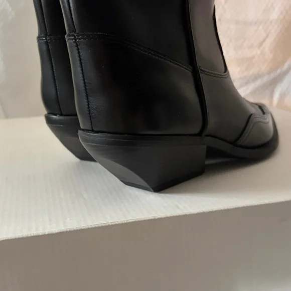 BNIB Abound size 9m Black faux Leather Cowgirl Boots pointed toe small heel - Picture 4 of 10